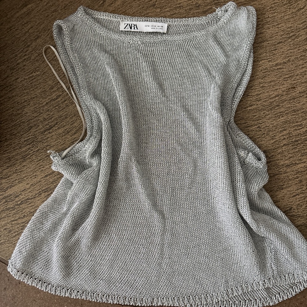 Zara Silver Knit Tank Top
